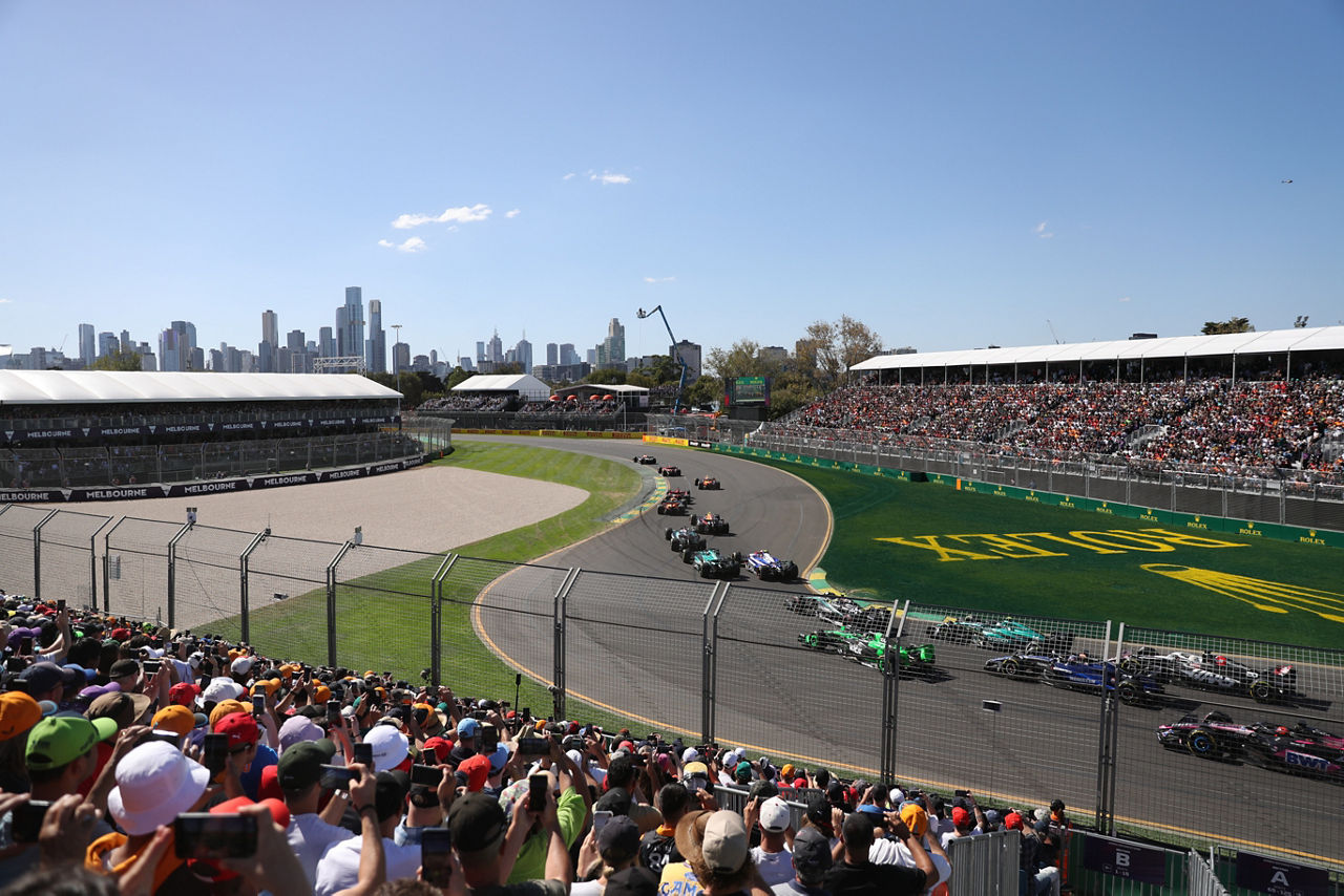 F1 race view from stands.