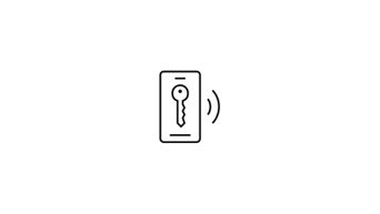 An icon of half an Audi vehicle with an unlocked padlock with a sensor coming out of it