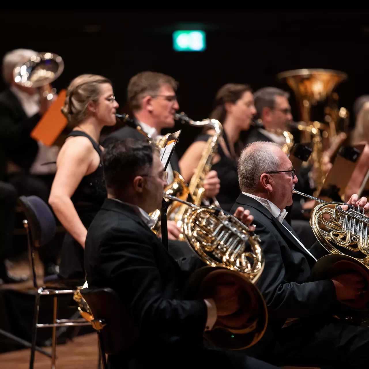 Auschnitt Big Band beim Spielen auf einer Konzertbühne