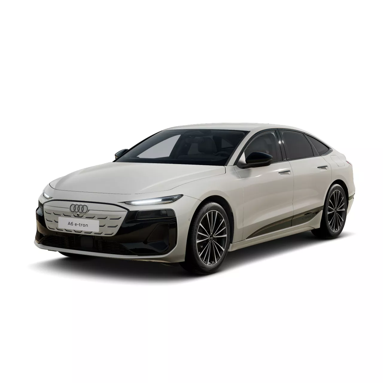 Beigefarbener Audi A6 e-tron, schräg von vorne abgebildet