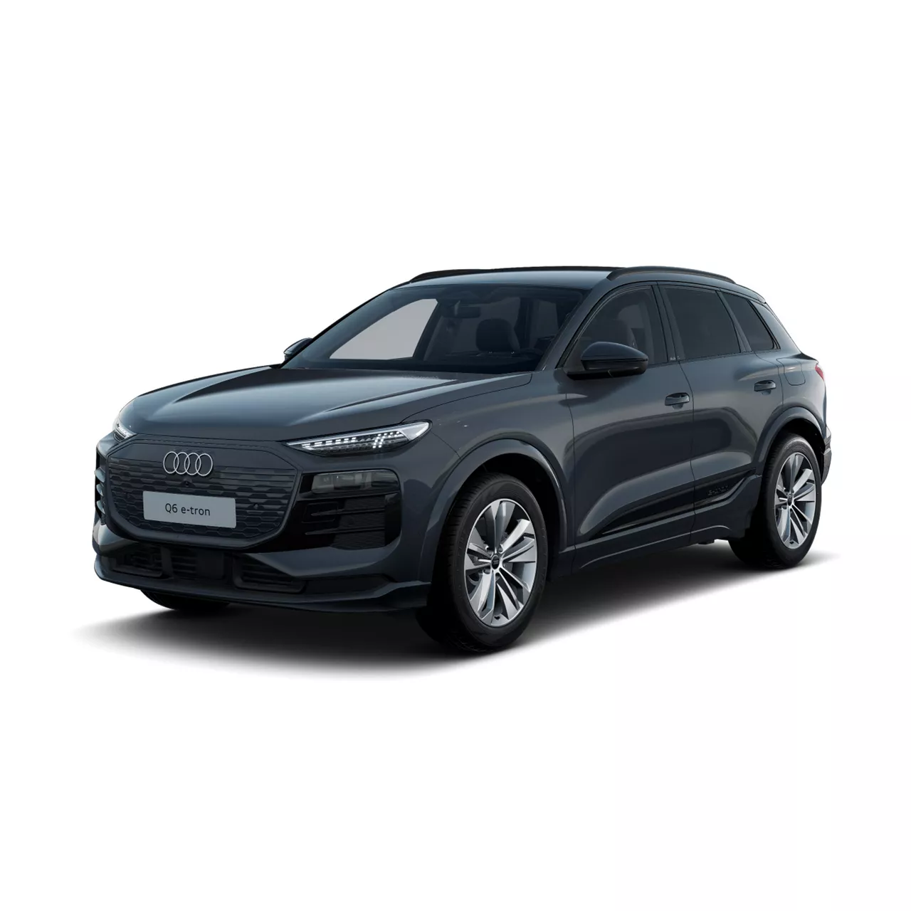 Dunkelgrauer Audi SUV Q6 e-tron, schräg von vorne fotografiert