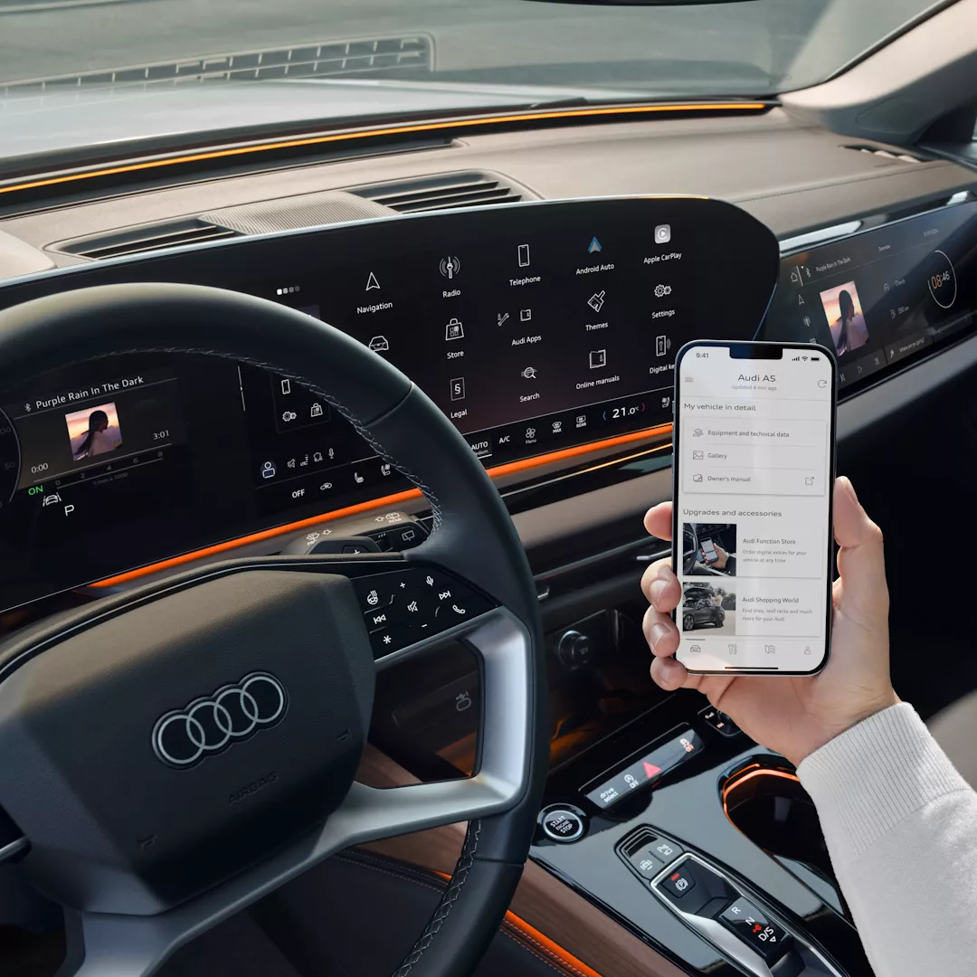 MyAudi appen på en telefon i en Audi A5