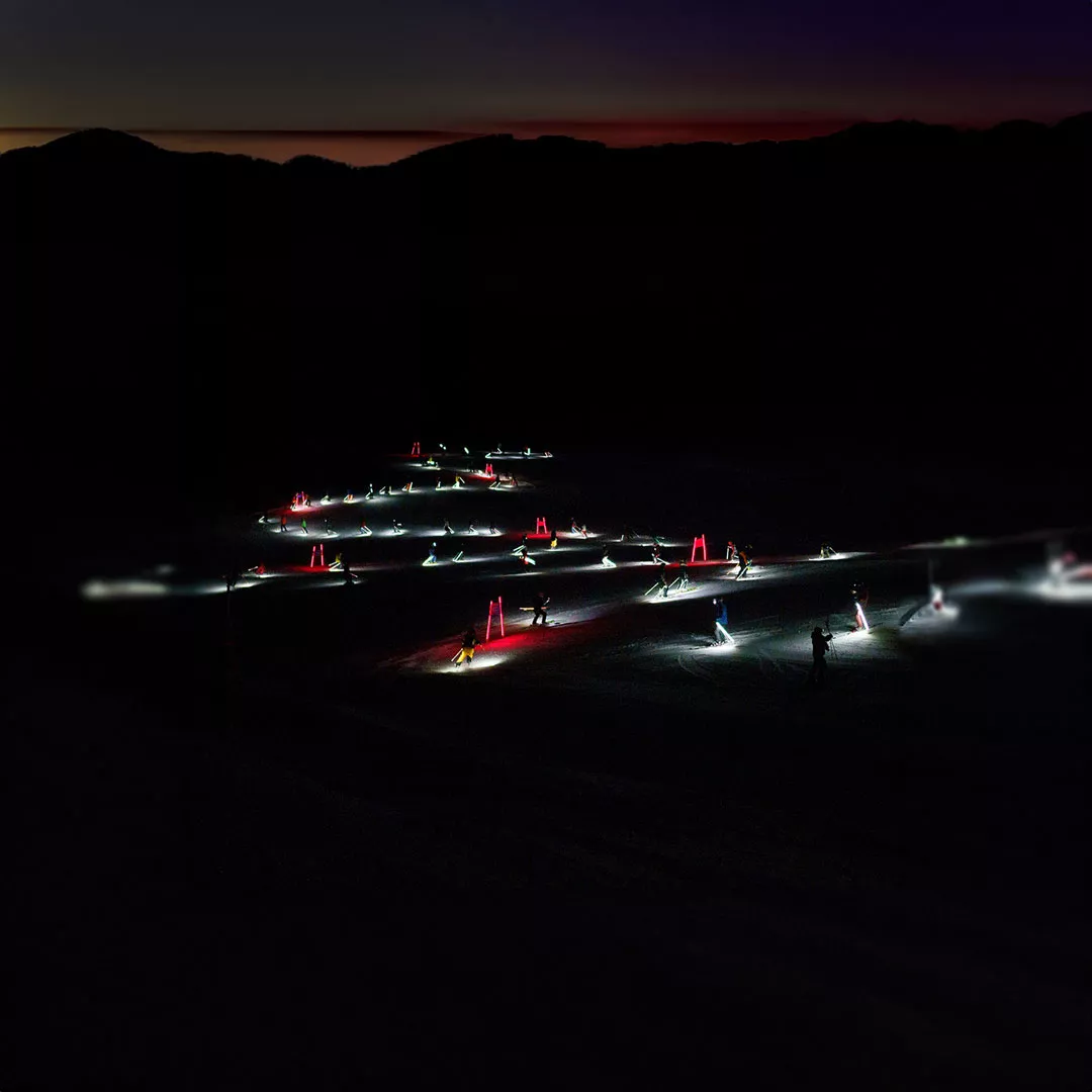 Foto del evento de nieve Audi e-tron ski night. 
