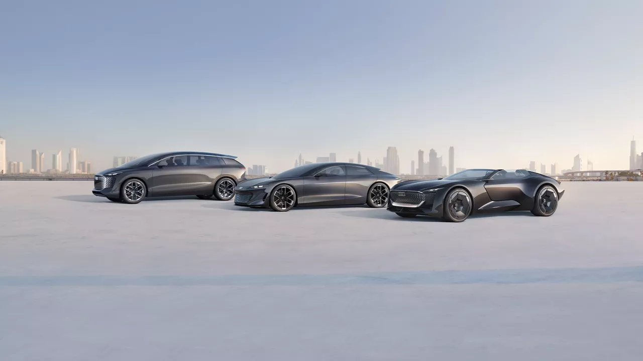 De drie Audi sphere conceptcars naast elkaar.
