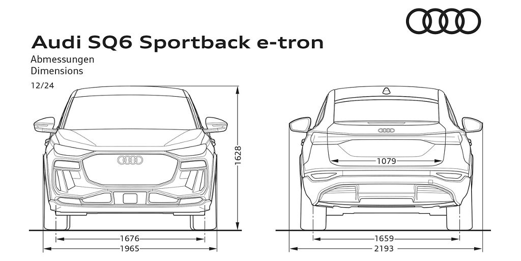 SQ6 Sportback e-tron framifrån och bakifrån