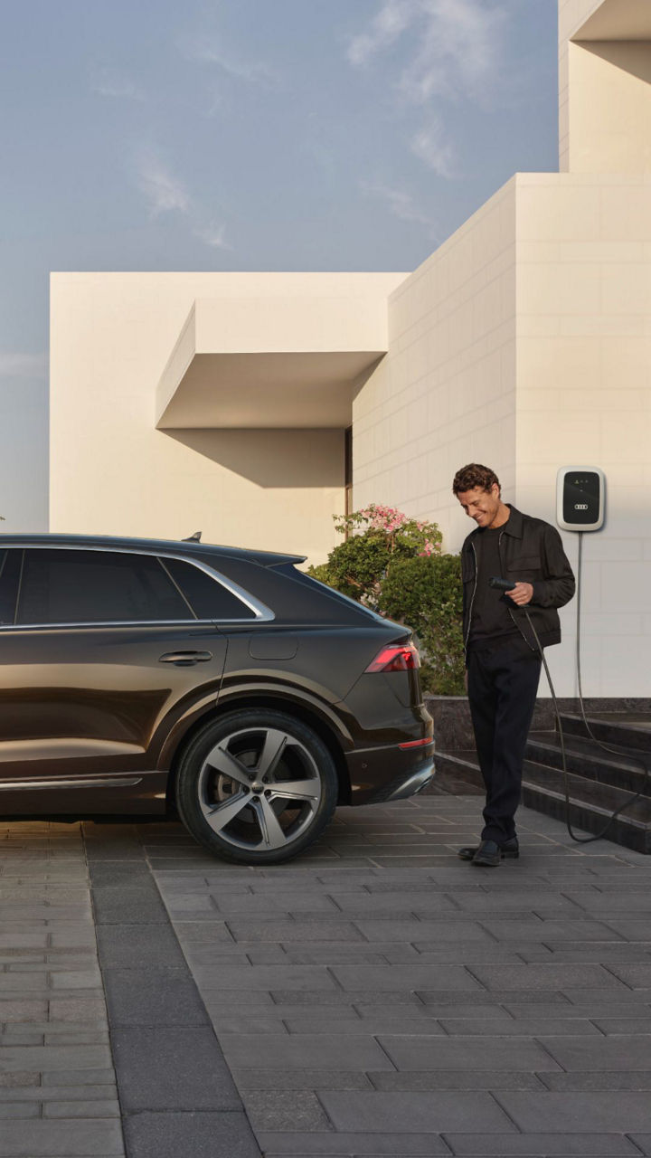 Parked Audi electric vehicle