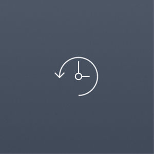A simple icon of a clock with a counterclockwise arrow around it, symbolising history or time reversal on a light gray background.