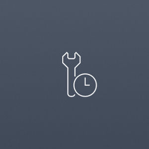 Icon of a wrench and clock on a light grey background symbolises maintenance or time management, conveying efficiency and repair.