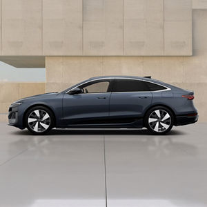 Left side of a charcoal A6 Sportback e-tron Audi vehicle 
