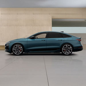 Left side of a green S6 Sportback e-tron Audi vehicle 