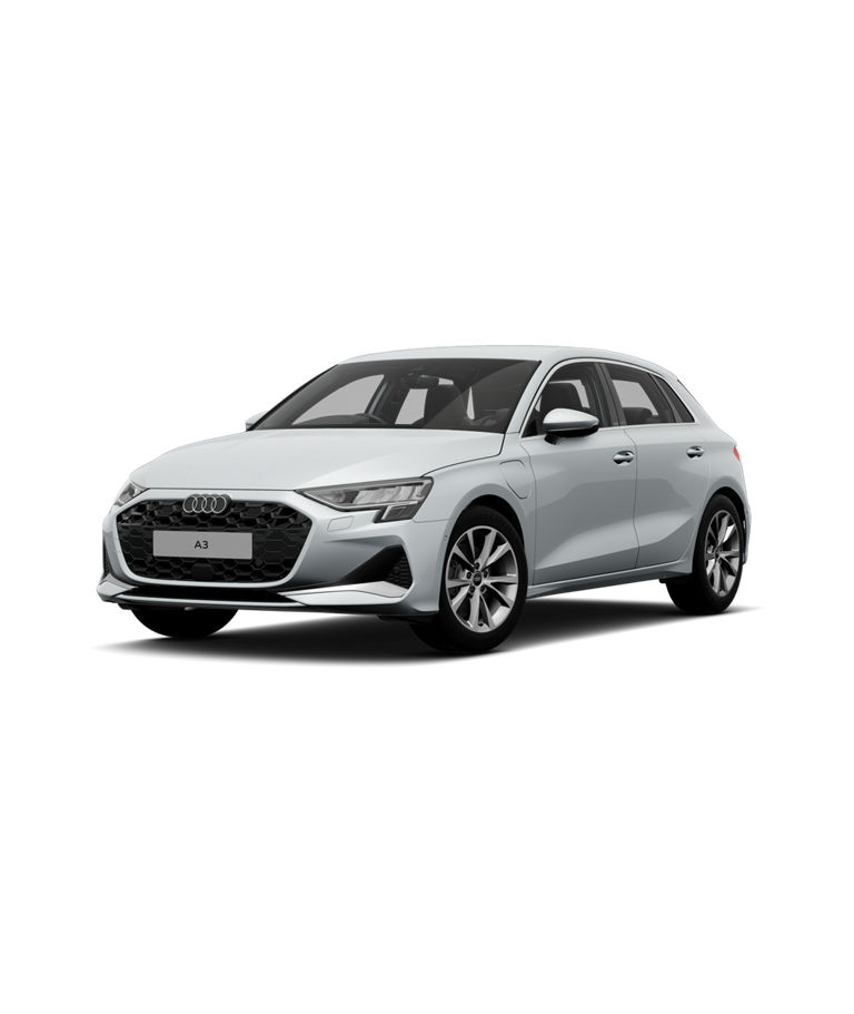 front angled view of white Audi A3 TFSI SLINE with sport trim alloys