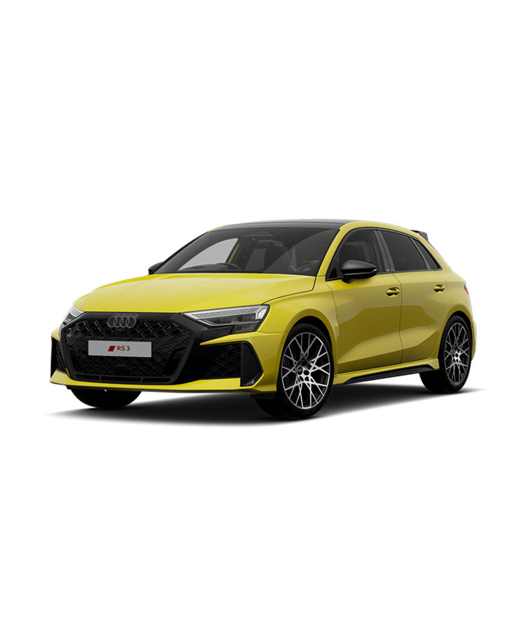 Yellow Audi RS3 Sportback with Carbon Vorsprung trim