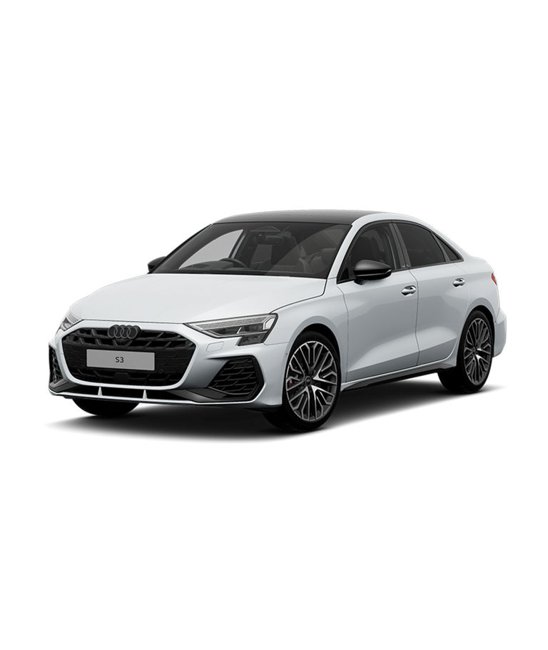 A white Audi S3 Saloon Vorsprung trim on a plain background.