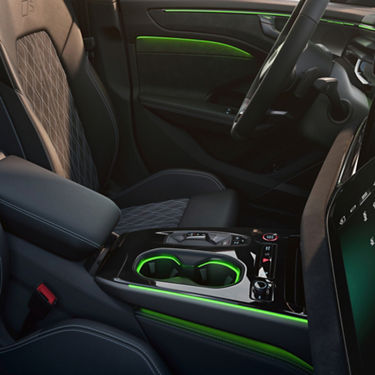 Close up to the lighting details of the interior in an Audi car