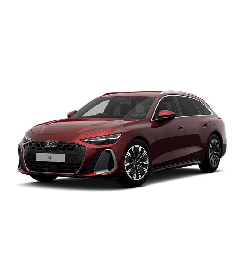 A red Audi A6 Avant e-hybrid render