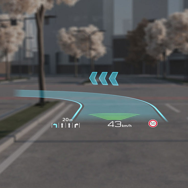 The head-up display a multi-colour and high contrast display that projects important driver information into your direct line of sight.