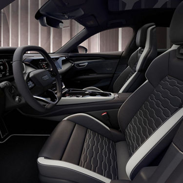 Interior of an Audi car with prominent black details