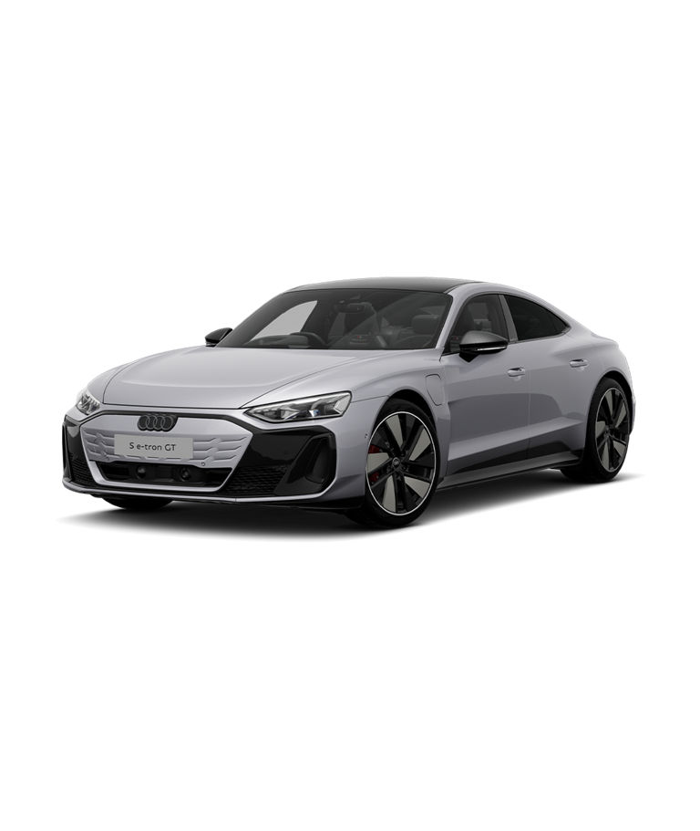 Silver Audi S-e-tron GT on a transparent background.