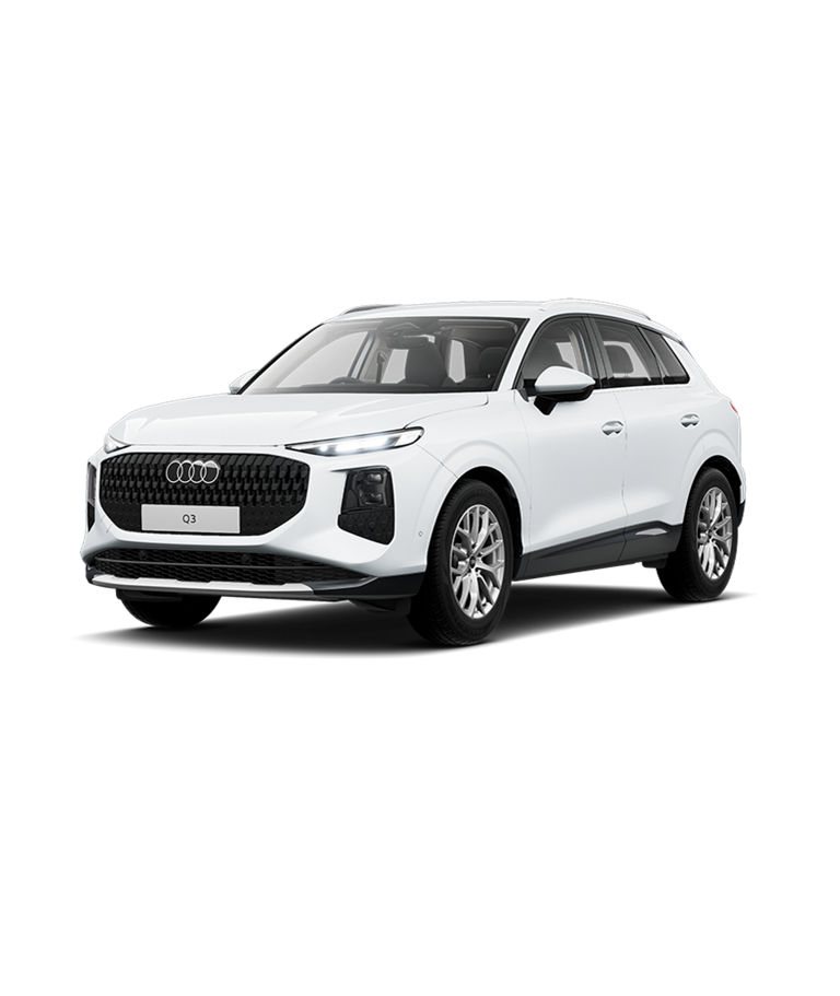 A white Q3 SUV Sport in a blank white bagkround