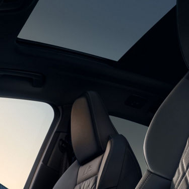 Close-up shot of an Audi panoramic sunroof.