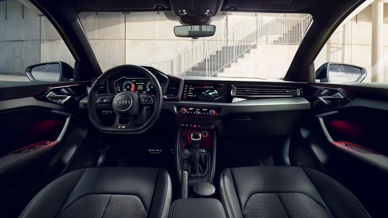 Wide shot of the interior of an Audi A1