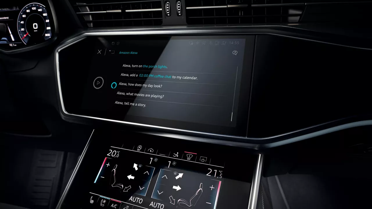 The electronic dashboard display inside an Audi vehicle