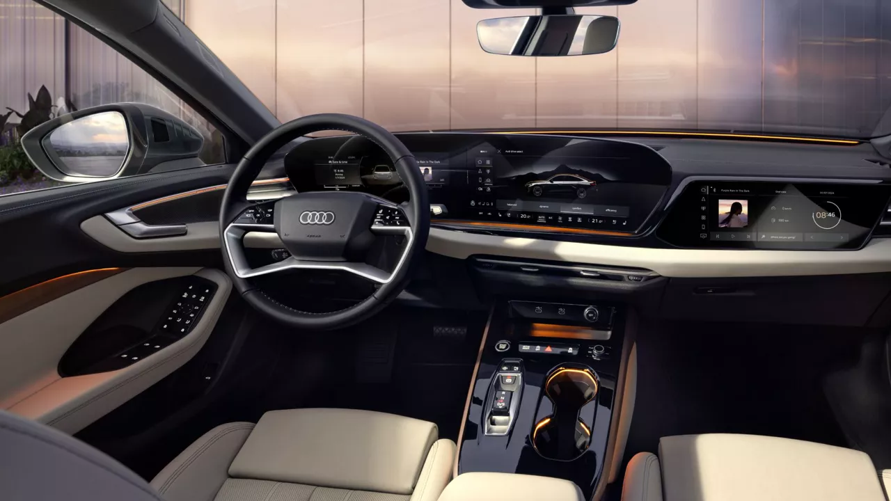 Wide shot of the interior of an Audi A5