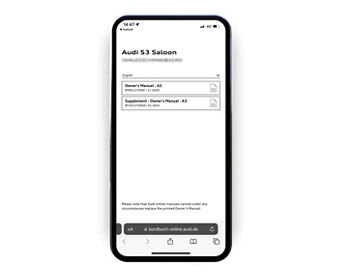 A mobile phone browser app displaying the Audi manual links