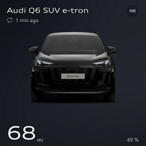 The range dial showing charge level and range in miles displayed on a dashboard screen in an Audi Q6 SUV e-tron