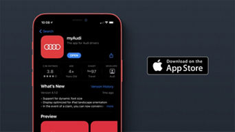 the iOS store on an iPhone displaying the the myAudi app information
