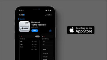 The Audi Universal Traffic Recorder App in the Apple App store displaying on an iPhone
