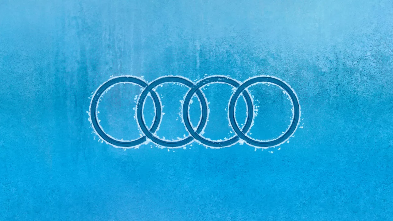 Frozen Audi rings on ice blue background