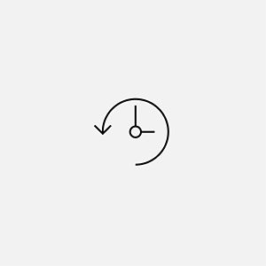 A simple icon of a clock with a counterclockwise arrow around it, symbolising history or time reversal on a light gray background.