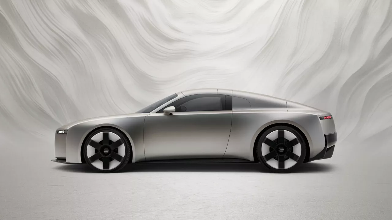 Audi Concept C sedd från sidan. Bilden visar ett konceptfordon som ej finns tillgängligt för produktion. 