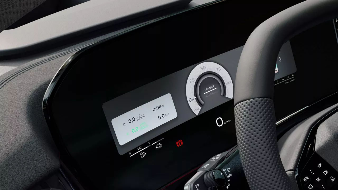 Blick auf das Lenkrad und die digitalen Displays des Audi virtual cockpit plus.