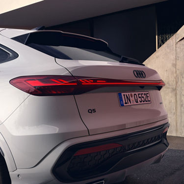 Audi Q5 Sportback e-hybrid rear view. Close-up of the OLED light