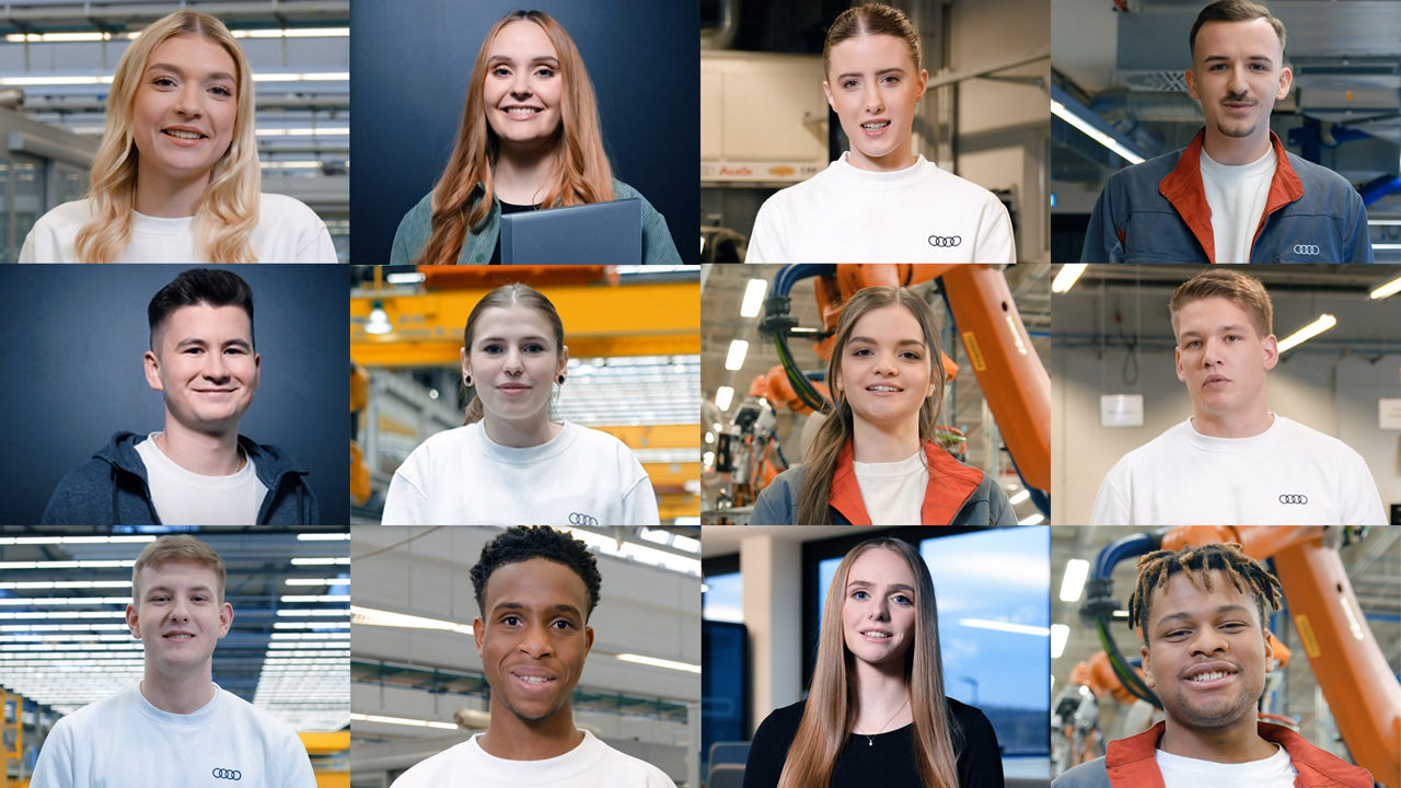 Collage von vielen Auszubildenden
