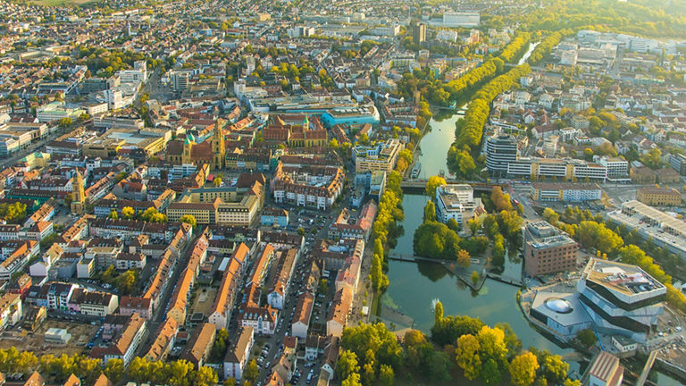 Neckarsulm from a bird perspective