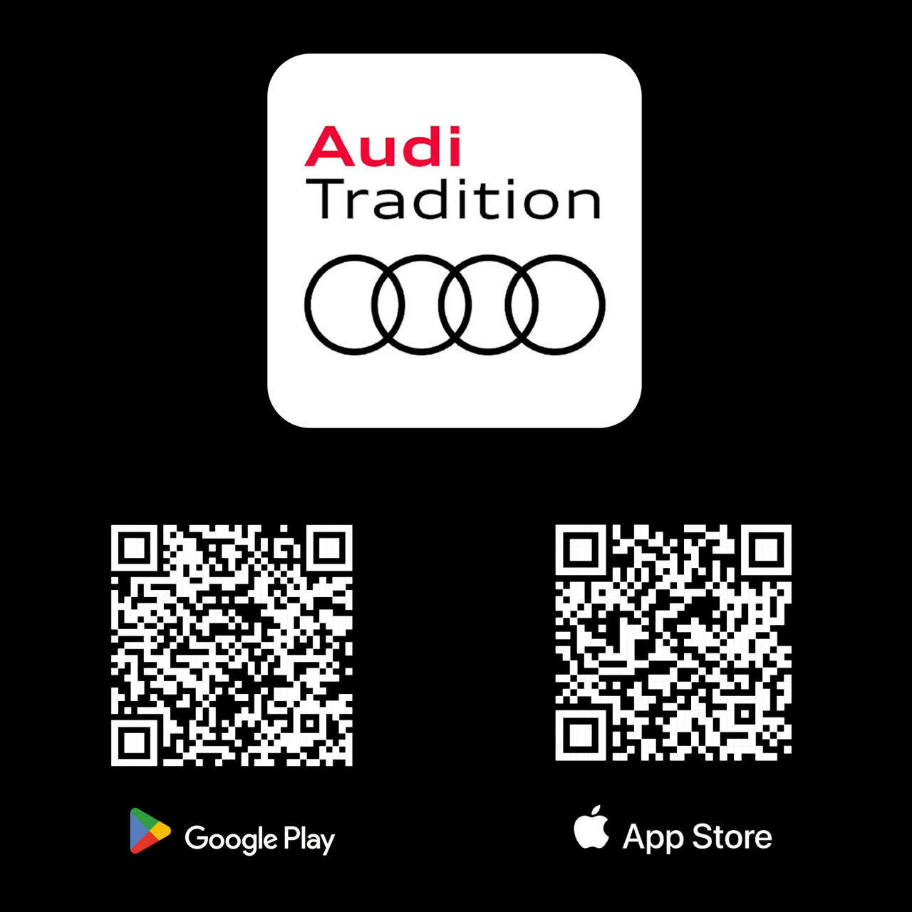 Logo und QR-Codes zum Download der App