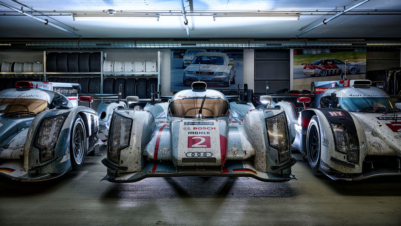 Series of original Audi LeMans racing cars