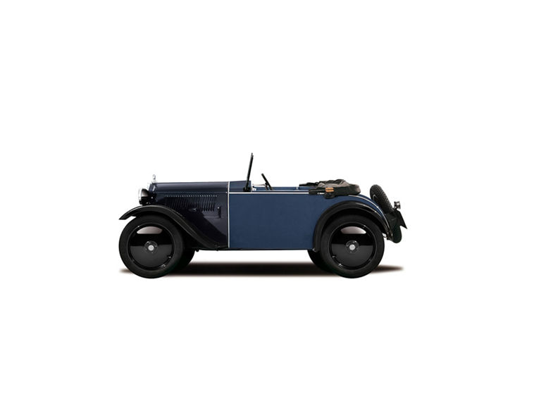 Illustration eines blauen DKW Front F 1 vor weißem Hintergrund