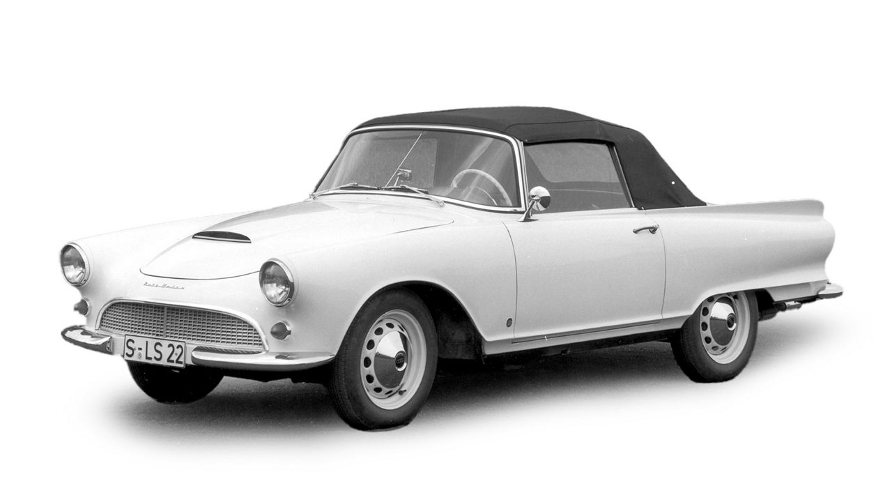 Illustration des Audi 1000 SP Roadster auf einem weißen Hintergrund