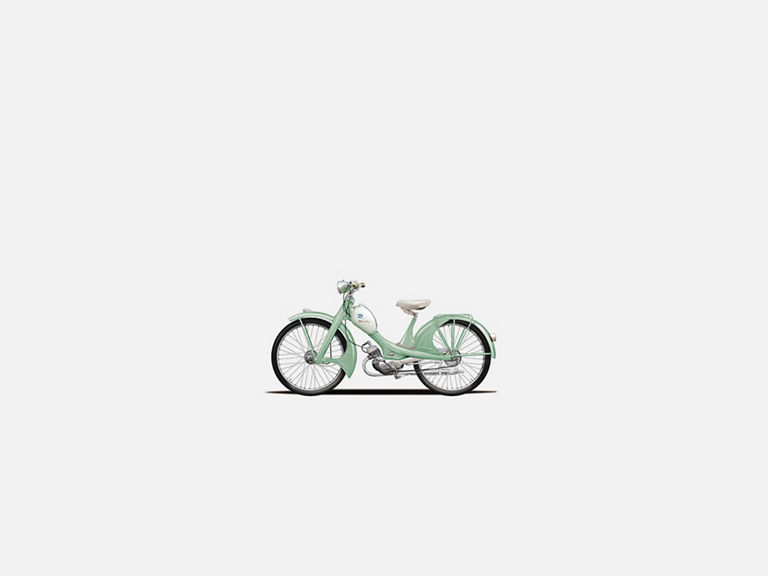 Illustration des NSU Quickly in Hellgrün auf grauem Hintergrund
