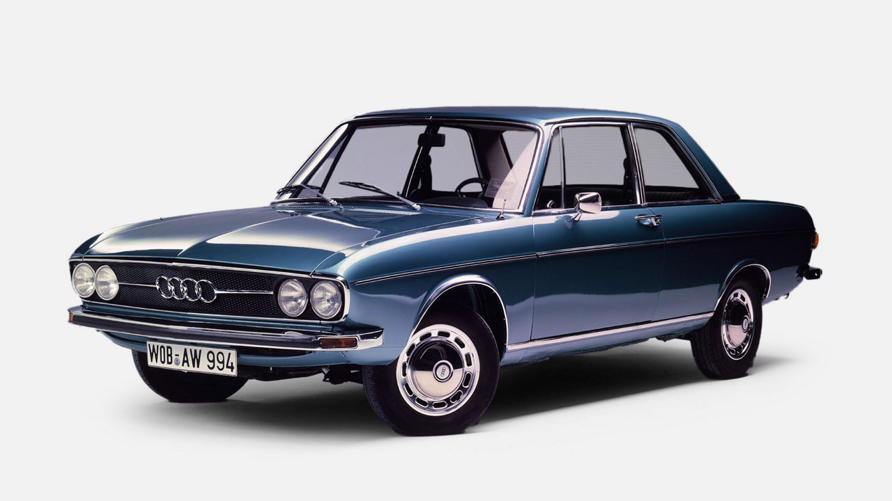 Illustration des Audi 100 auf einem grauen Hintergrund
