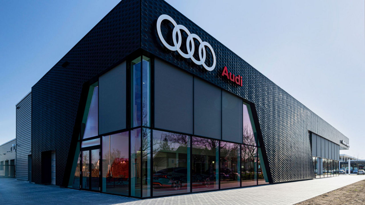 Exterior view of an Audi building