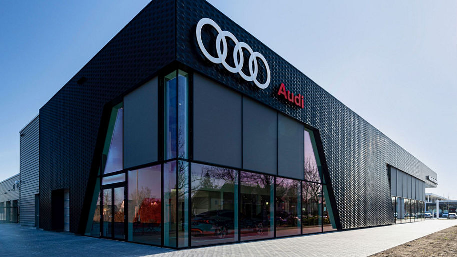 Exterior view of an Audi building