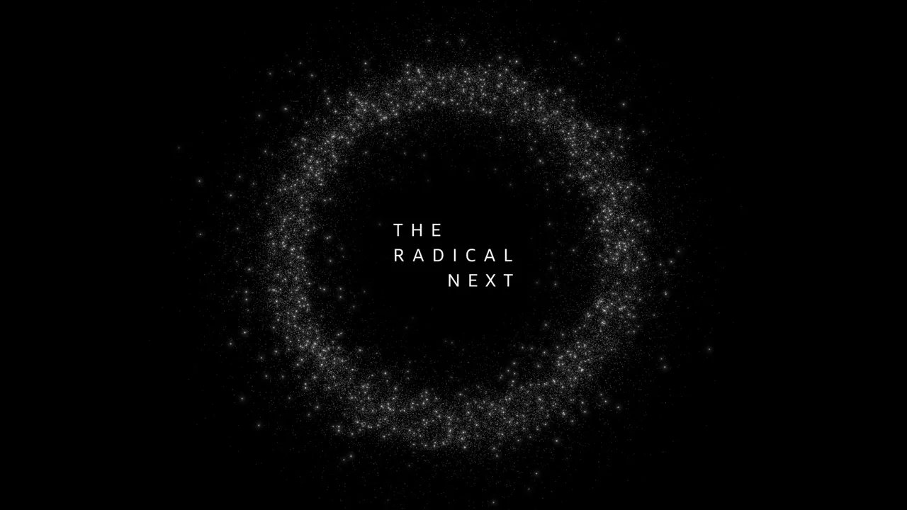 Animation of a glittering ring with the words “The Radical Next” in the centre.