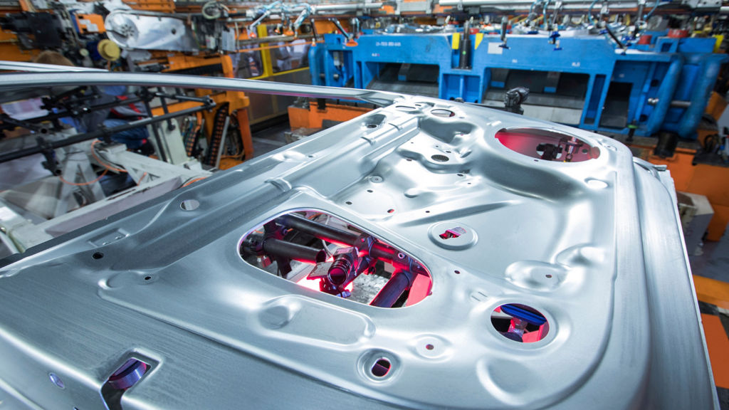 At the Audi press shop in Ingolstadt, AI checking pressed parts for potential cracks.