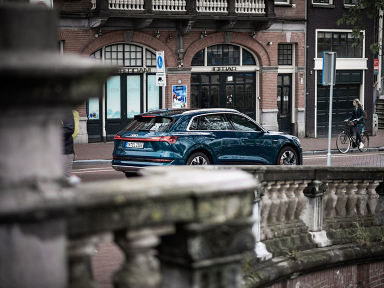 The Audi e-tron in Amsterdam.