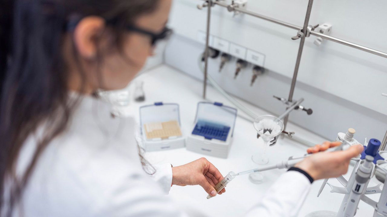 Person works in a laboratory